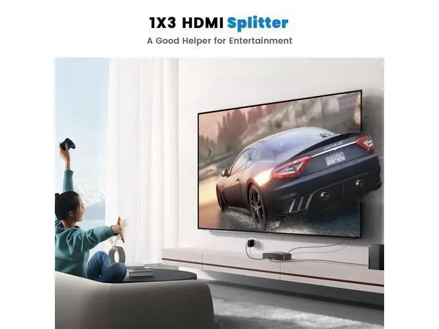 Alt view image 6 of 7 - HDMI Splitter 1 in 3 Out, 4K 1x3 HDMI Splitter Supports 4K@30HZ 2K 1080P UHD HDR 3D for Xbox Roku HDTV PS5/4, HDMI Video Splitter Does Not Support Expansion Without Hdmi Cable