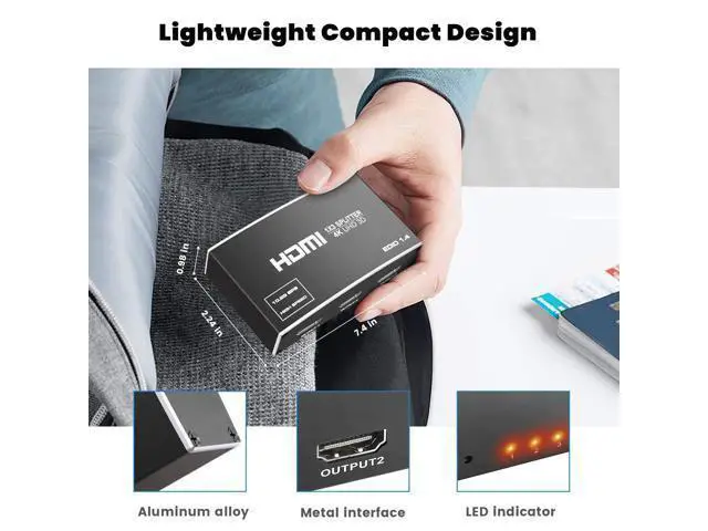 Alt view image 7 of 7 - HDMI Splitter 1 in 3 Out, 4K 1x3 HDMI Splitter Supports 4K@30HZ 2K 1080P UHD HDR 3D for Xbox Roku HDTV PS5/4, HDMI Video Splitter Does Not Support Expansion Without Hdmi Cable