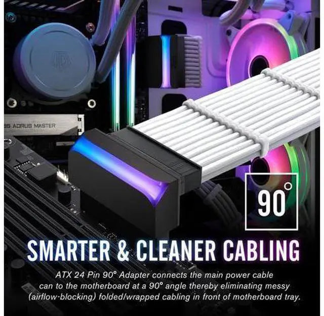 Alt view image 2 of 7 - ATX 24-pin 90 Degree Power Connector 5V 3 Pin ARGB Rainbow Female to Male Power Supply/Power Adapter for Computer Motherboard -1 Pack