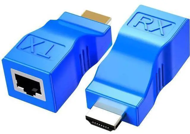Main image of HDMI Extender Adapter, HDMI to RJ45 Ethernet Network Converter Over by Cat5-e/6 Cable Splitter 1080p up to 30m/98ft Repeater for HDTV HD TV DVD PS4 STB