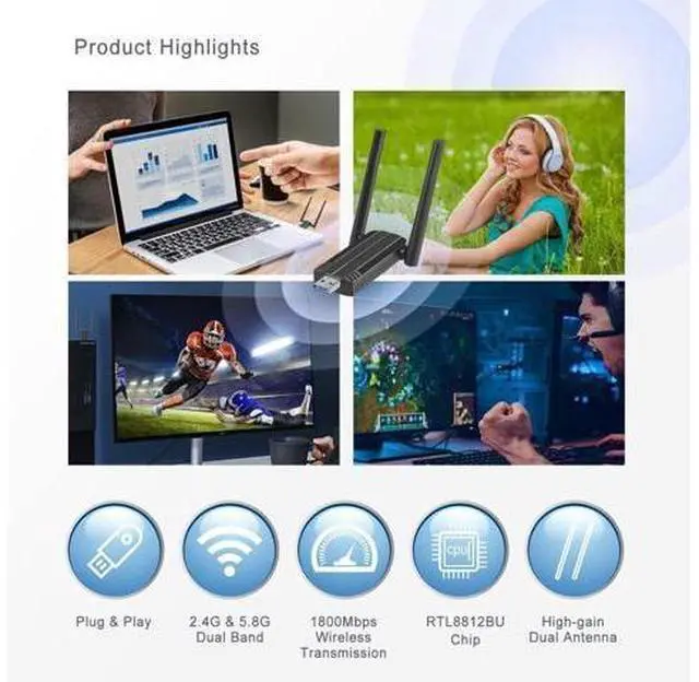 Alt view image 7 of 7 - Wireless Adapter, USB 3.0 WiFi 6 Adapter for PC - 802.11ax AX1800 PC WiFi Adapter for Desktop Laptop Dual Band Wireless Adapter WiFi Dongle for Windows 7/10/11 Wireless Network Adapter for PC Computer