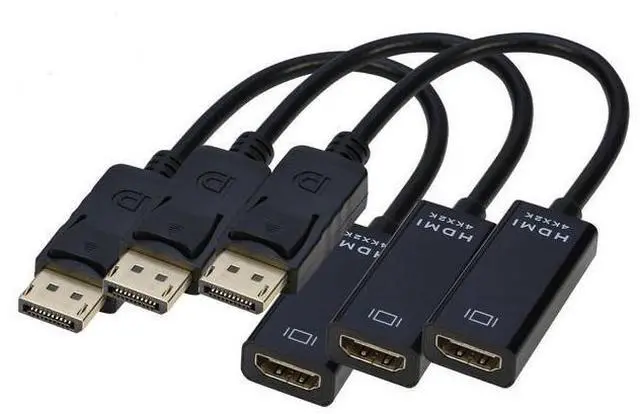 Main image of DP Displayport to HDMI Adapter 4K x 2K, Display Port to HDMI Male to Female Gold-Plated Cord Compatible for HP 3-Pack