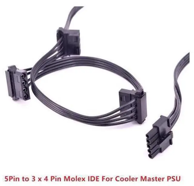 Alt view image 2 of 3 - 5Pin to 3 IDE 4Pin Angled Molex Power Supply Cable for Cooler Master MWE Gold 550 650 750 V550 V650 V700 V850 Platinum Silent Pro Gold 1200W M1000 M850 M700 M600 1000W 850W Hybrid PSU Modular