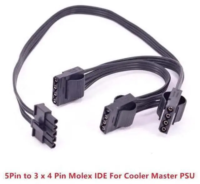 Main image of 5Pin to 3 IDE 4Pin Molex Power Supply Cable for Cooler Master MWE Gold 550 650 750 V550 V650 Platinum Silent Pro Gold 1200W M1000 M850 1500W 1000W 850W Hybrid 1300W 1050W 850W M520 PSU Modular