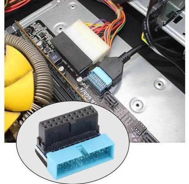 Alt view image 7 of 7 - 2 Pack Down Right Angle USB 3.0 19-pin Connector 90 Degree 19Pin/20Pin 3.0 USB Female to Male Extension Power Adapter Board for Desktop Motherboard Internal Header Adapter(Down/Blue-20Pin)