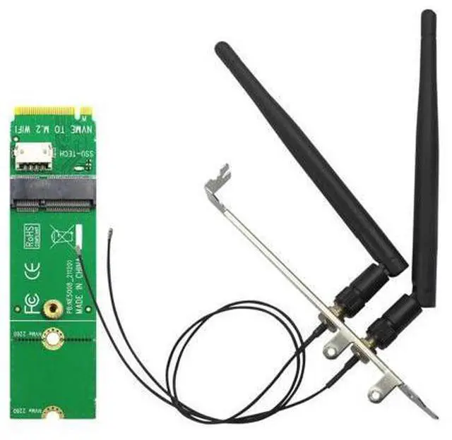 Main image of WA04 M.2 Key E to Key M WiFi Adapter for M.2 WiFi 4/5/6/6e/7/Coral TPU Module, with 3.5-dBi SMA Antenna Kits