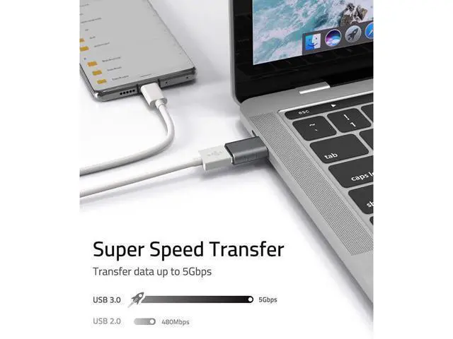 Alt view image 5 of 7 - USB C to USB Adapter Pack of 2 USB C Male to USB3 Female Adapter Compatible with MacBook Pro 2021 iMac iPad Mini 6/Pro MacBook Air 2022 and Other Type C or Thunderbolt 4/3 Devices Space Grey