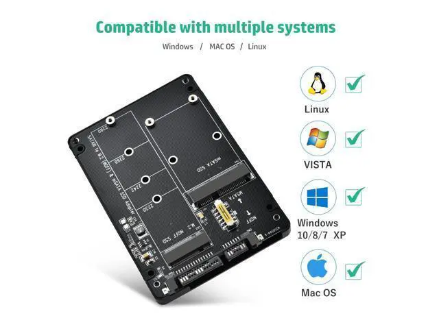 Alt view image 7 of 7 - M.2 to SATA Adapter - 2 in 1 Converter for MSATA/M.2 NGFF SSD to 2.5" SATA III, Supports B&M Key, Not for M Key
