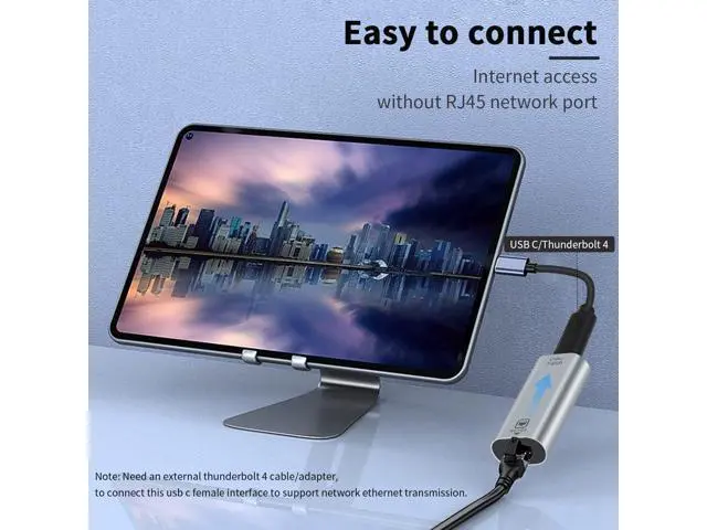 Alt view image 3 of 6 - USB C to RJ45 Ethernet Adapter Gigabit, RJ45 Female to USB C Female Adapter, Up to 1000/100/10Mbps Ethernet LAN Network Adapter Compatible for iPad, MacBook Pro, 1Pack