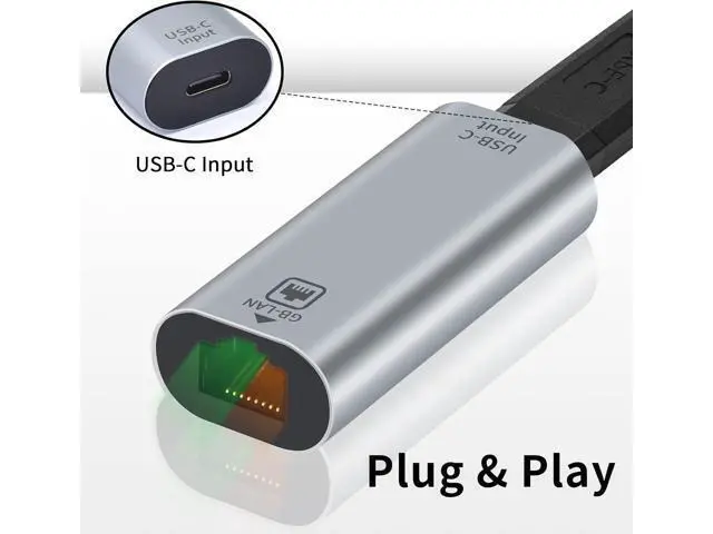 Alt view image 5 of 6 - USB C to RJ45 Ethernet Adapter Gigabit, RJ45 Female to USB C Female Adapter, Up to 1000/100/10Mbps Ethernet LAN Network Adapter Compatible for iPad, MacBook Pro, 1Pack