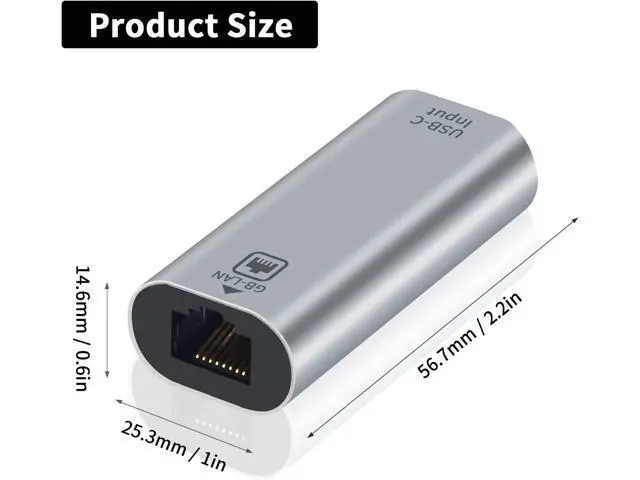 Alt view image 6 of 6 - USB C to RJ45 Ethernet Adapter Gigabit, RJ45 Female to USB C Female Adapter, Up to 1000/100/10Mbps Ethernet LAN Network Adapter Compatible for iPad, MacBook Pro, 1Pack