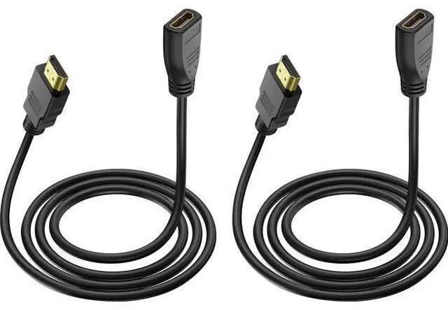 Main image of HDMI Extension Cable 5 Feet, 2 Pack HDMI Extender Cable High Speed HDMI Male to Female Adapter Cable 1080P HDMI Video Cord for HDTV, Monitor, PC, Laptop, Projector