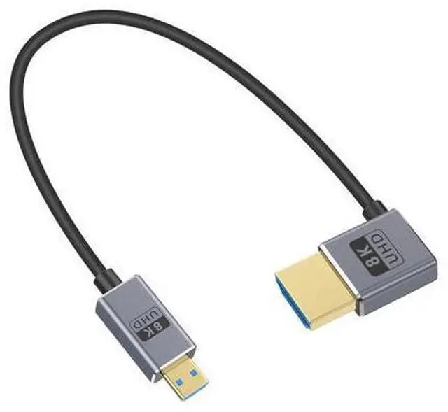 Main image of Short Micro HDMI 2.1 Cable, 90 Degree Micro HDMI to HDMI Cable, Left Angle HDMI Male to Micro HDMI Cable 8K@60Hz, 4K@240Hz, 48Gbps High Speed for Camera 1FT/30cm