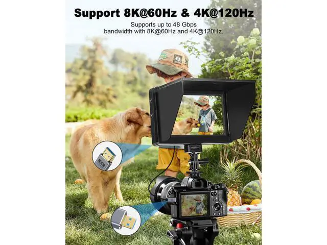 Alt view image 5 of 7 - Short Micro HDMI 2.1 Cable, 90 Degree Micro HDMI to HDMI Cable, Left Angle HDMI Male to Micro HDMI Cable 8K@60Hz, 4K@240Hz, 48Gbps High Speed for Camera 1FT/30cm