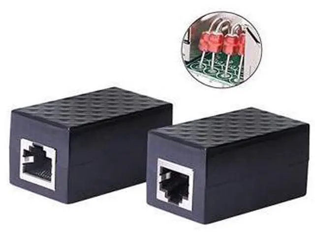 Main image of Ethernet Surge Protector RJ45 Coupler Female to Female Network Surge Protector Outdoor Arrester Protection Device Extension Adapter2Pack