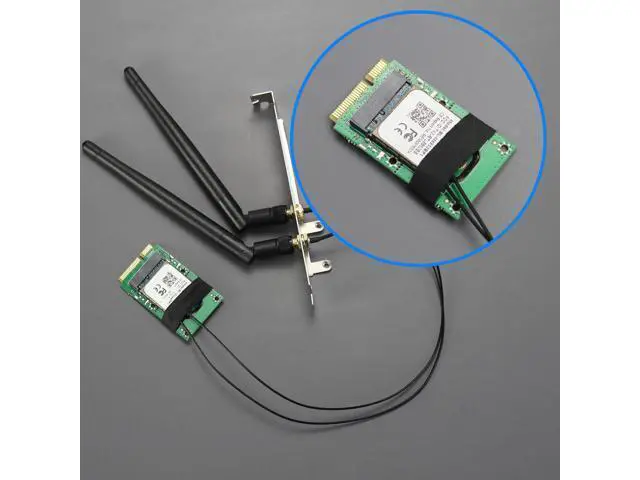 Alt view image 4 of 7 - WA03 M.2 Key E to Mini PCIe WiFi Adapter for M.2 WiFi 4/5/6/6e/7/Coral TPU Module, with 3.5-dBi SMA Antenna Kits