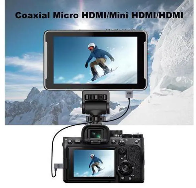 Alt view image 5 of 7 - 1ft Mini HDMI to HDMI 8K@60Hz UHD Cable, OD 2.5mm Ultra Thin HDMI 2.1 Cord, 48Gbps Straight Male Mini HDMI to Straight Male HDMI Cable