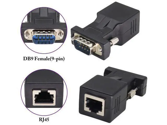 Alt view image 3 of 7 - RJ45 to DB9 RS232 Adapter 9-Pin Serial Port RS232 Male to RJ45 Female CAT5 CAT6 Ethernet LAN Extend Converter, Network to DB9 Serial Port Coupler Extender Adapter (2 Pack-Male)