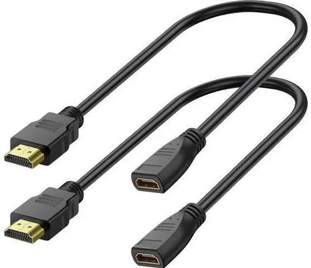 Main image of HDMI Extender Cable - 1 Feet, High Speed HDMI Male to Female Adapter for HDTV, Monitor, PC, Laptop, Projector 2 Pack