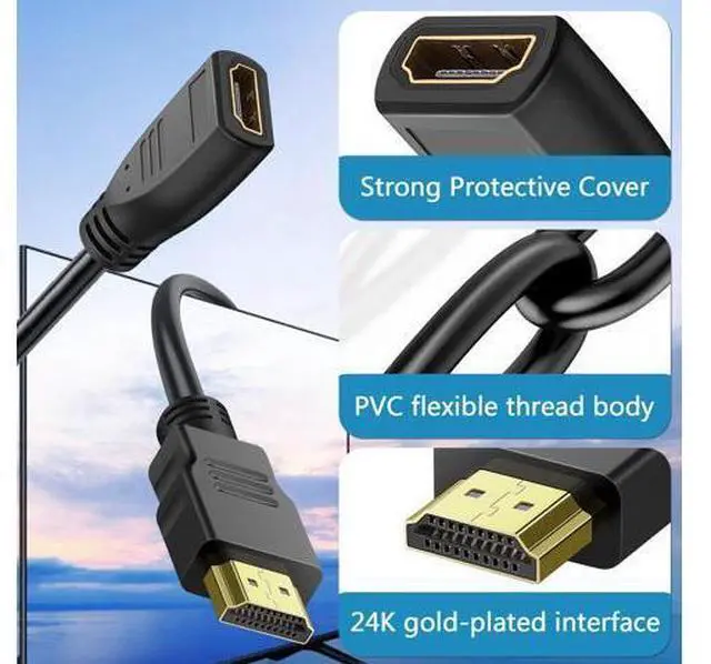 Alt view image 4 of 7 - HDMI Extender Cable - 1 Feet, High Speed HDMI Male to Female Adapter for HDTV, Monitor, PC, Laptop, Projector 2 Pack