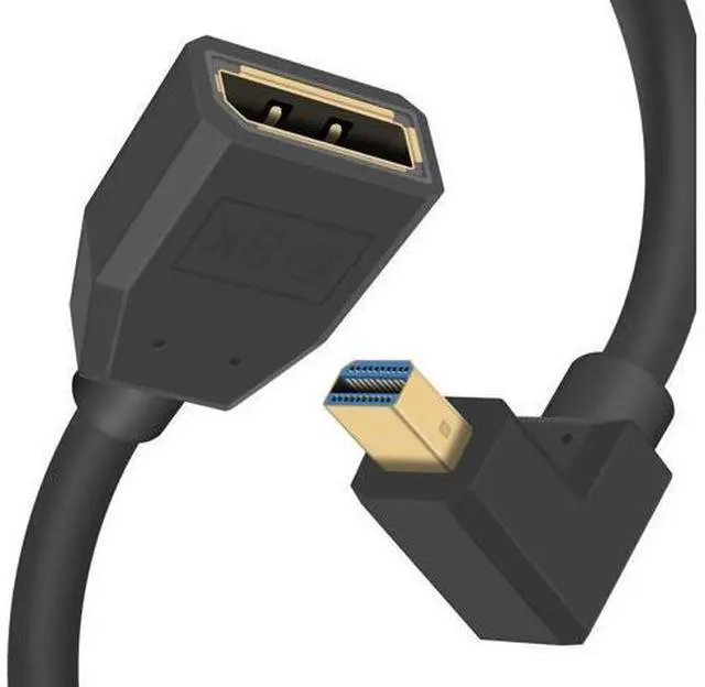 Main image of Displayport to Mini Displayport Extension Cable 1.4, 8k Mini DP to DP, Down Angle Mini Displayport Male to Displayport Female Extention Cable for Laptop PC TV Gaming Monitor. 1Ft/30cm
