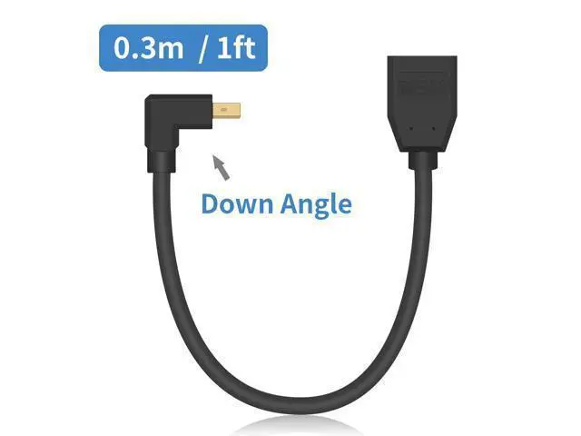Alt view image 7 of 7 - Displayport to Mini Displayport Extension Cable 1.4, 8k Mini DP to DP, Down Angle Mini Displayport Male to Displayport Female Extention Cable for Laptop PC TV Gaming Monitor. 1Ft/30cm