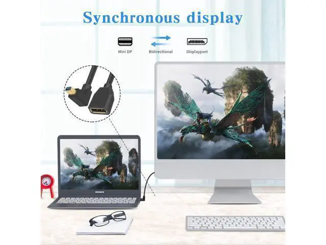 Alt view image 4 of 7 - Displayport to Mini Displayport Extension Cable 1.4, 8k Mini DP to DP, Down Angle Mini Displayport Male to Displayport Female Extention Cable for Laptop PC TV Gaming Monitor. 1Ft/30cm