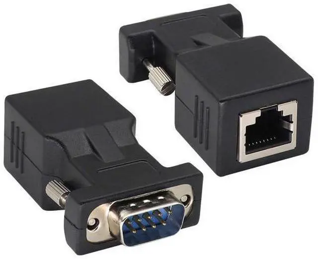 Main image of RJ45 to DB9 RS232 Adapter 9-Pin Serial Port RS232 Male to RJ45 Female CAT5 CAT6 Ethernet LAN Extend Converter, Network to DB9 Serial Port Coupler Extender Adapter (2 Pack-Male)