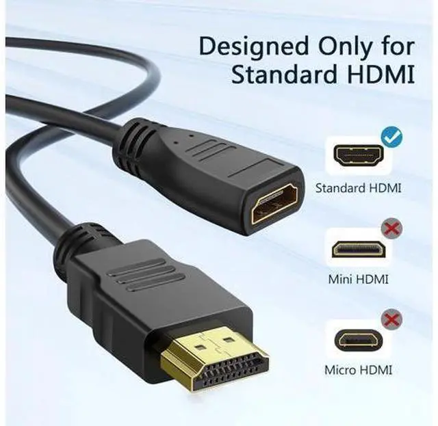 Alt view image 3 of 7 - HDMI Extender Cable - 1 Feet, High Speed HDMI Male to Female Adapter for HDTV, Monitor, PC, Laptop, Projector 2 Pack