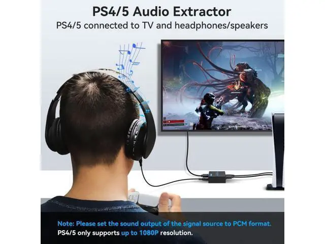 Alt view image 4 of 7 - HDMI Audio Extractor 4K HDMI to Optical 3.5mm AUX Audio Adapter Splitter Converter Support HDCP Digital DTS 5.1 PCM