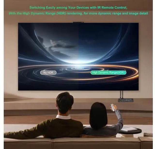 Alt view image 6 of 7 - 8K HDMI Switch 4K 120Hz - 5 in 1 Out HDMI Splitter Switcher 8K@60Hz 4K@120Hz with Remote 3D HDR10+ HDCP 2.3 CEC, Use for PS5/4/3 Xbox DVD Player Fire Stick Roku TV PC Nintendo Switch