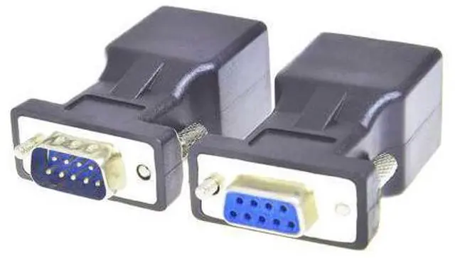 Main image of RS232 DB9 to RJ45 Serial Adapter DB9 Male to RJ45 Female Serial Converter and DB9 Female to RJ45 Female Serial Coupler LAN Ethernet Cat5e Cat6 Extender Adapter 2pcs