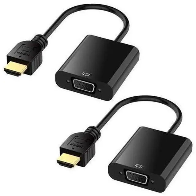 Main image of HDMI to VGA with Audio, Gold-Plated Active HDMI to VGA Adapter (Male to Female) with Micro USB Power Cable & 3.5mm Audio Cable for PS4, MacBook Pro, Mac Mini, Apple TV and More - Black 2pack