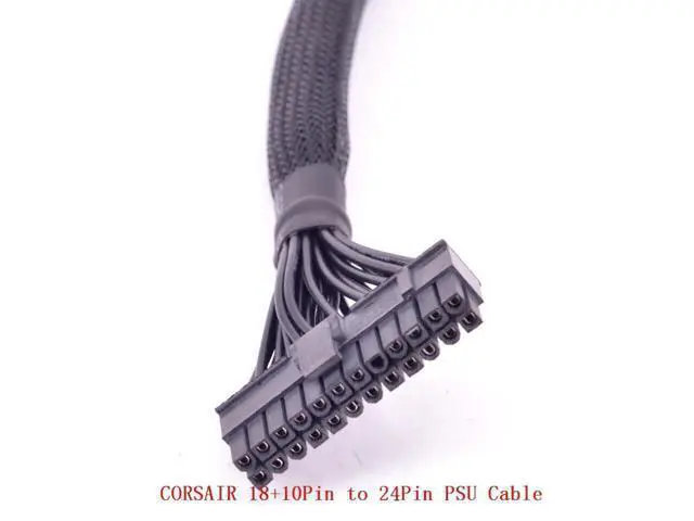 Alt view image 2 of 4 - 10+18Pin to 24Pin 20+4Pin ATX Power Supply Cable Mining Cable PSU Motherboard Braided Net for Corsair HX1200i HX1000i HX850i HX750i AXi Series AX1500i AX1200i AX860i AX760i RM1000 RM850 RM750