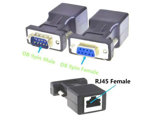 Alt view image 4 of 6 - RS232 DB9 to RJ45 Serial Adapter DB9 Male to RJ45 Female Serial Converter and DB9 Female to RJ45 Female Serial Coupler LAN Ethernet Cat5e Cat6 Extender Adapter 2pcs