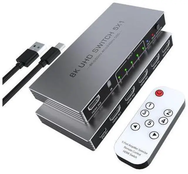 Main image of HDMI Switch 5 in 1 Out 8K@60Hz 4K@240Hz HDMI 2.1 Switcher Splitter Support HDR10+ HDCP 2.3 CEC with Power Adapter Compatible with PS5/4 Xbox Nintendo Switch Roku Apple TV Fire Stick