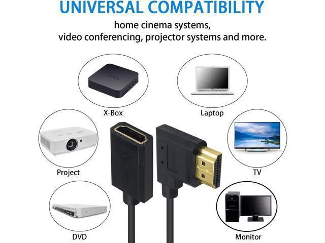 Alt view image 3 of 7 - 8K HDMI Extender Cable, HDMI Extension Adapter Cable, Right Angled HDMI Male to Female Coiled Cable Compatible for Nintendo Switch, Xbox One S 360, PS5, Blu Ray Player, etc 6 Feet/1.8M