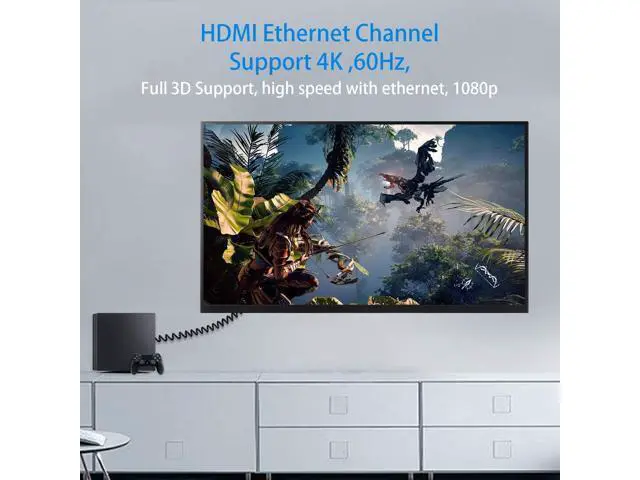 Alt view image 5 of 7 - 8K HDMI Extender Cable, HDMI Extension Adapter Cable, Right Angled HDMI Male to Female Coiled Cable Compatible for Nintendo Switch, Xbox One S 360, PS5, Blu Ray Player, etc 6 Feet/1.8M