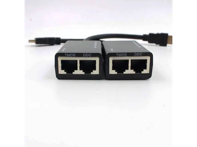 Alt view image 3 of 6 - HDMI Extender to RJ45 Over CAT 5e/6 Network LAN Ethernet Cable Adapter Signal Repeater 98ft 1080P HDMI Male to RJ45 Adapter 30M Sender+Receiver,2 Ports