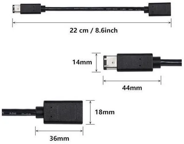 Alt view image 3 of 7 - FireWire Cable IEEE 1394 Type A 400 6 Pin Male to Female Data Transfer Adapter Converter Cable Suitable for Digital Camera,Printer,DV.20cm Black (6pin Male/Female)