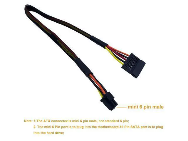 Alt view image 4 of 5 - SATA Power Cable for D.ell Inspiron 3653 3650 Series, SATA 15 Pin to Mini 6 Pin ATX Adapter Compatible Part No. GP2JM 15-inch(38cm) (Pack of 2)