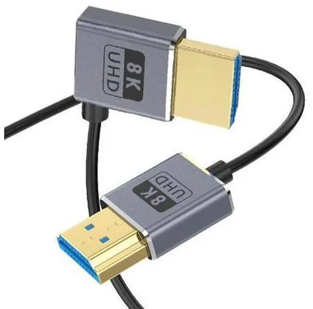 Main image of 1ft 8K@60Hz HDMI Cable, OD 2.5mm Ultra-Thin HDMI 2.1 Version UHD Cord, 48Gbps HDMI Left Angle Male to Straight Male Coaxial Cable for GH5S, PS5, Xbox One, HDTV, Dynamic HDR,eARC