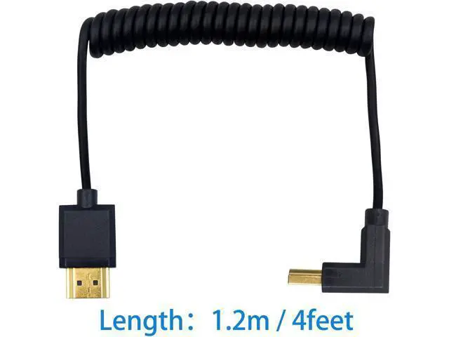 Alt view image 7 of 7 - Up Angle Coiled HDMI Cable 4FT/1.2M, Extreme Thin 90 Degree HDMI Male to Male Coiled Cable for 3D and 4K@60hz Ultra HD TV Stick for PS5, Blu-ray, Roku TV, Xbox Series X/S