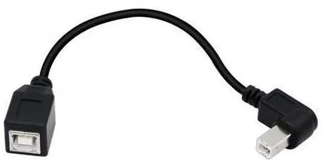 Alt view image 3 of 7 - 2-Pack USB 2.0 Type-B Printer Cable, 25cm, Black, Female-to-Male, PVC, 28AWG, Supports Printer, Scanner, Mobile HDD (Right 2)