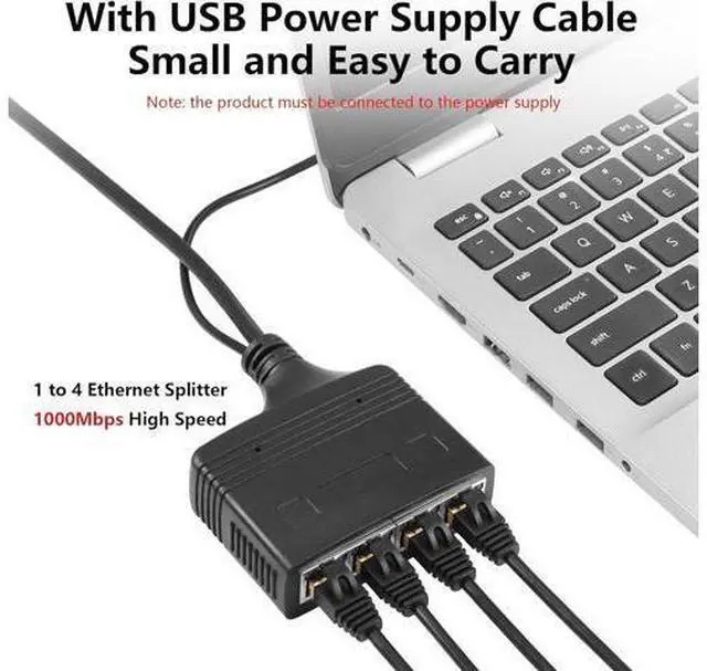 Alt view image 2 of 7 - Gigabit RJ45 Network Splitter Adapter, 1 to 4 Ethernet Splitter 1000Mbps High Speed LAN Network Splitter,4 Devices Share The Internet at The Same Time(1 to 4 Male Gigabit)