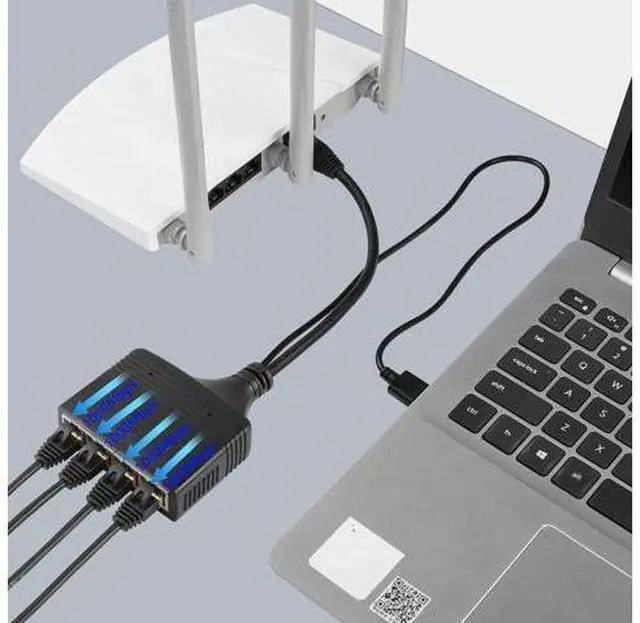 Alt view image 3 of 7 - Gigabit RJ45 Network Splitter Adapter, 1 to 4 Ethernet Splitter 1000Mbps High Speed LAN Network Splitter,4 Devices Share The Internet at The Same Time(1 to 4 Male Gigabit)