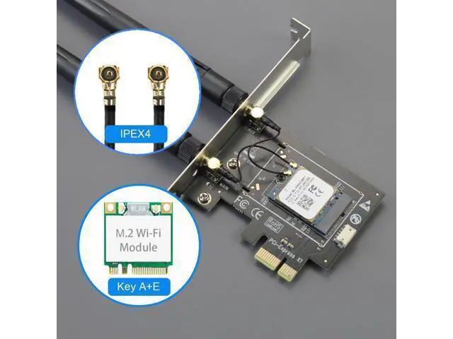 Alt view image 5 of 14 - Vszerda WA01 M.2 E Key to PCIe X1 WiFi Bluetooth Adapter for M.2 WiFi 4/5/6/6e/7/Coral TPU Module, with 6-dBi SMA Antenna Kits