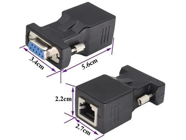 Alt view image 2 of 7 - 2-Pack DB9 to RJ45 Extender - Male & Female - 9Pin Serial Port to Ethernet LAN Network Adapter - Multimedia Video & Extend Transmission Distance - Compatible with DB9 Devices