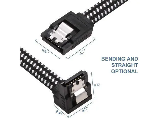 Alt view image 2 of 6 - SATA III Cable,Nylon Braided SATA Cable III 6Gbps Straight HDD SDD Data Cable with Locking Latch 18 Inch Compatible for SATA HDD, SSD, CD Driver, CD Writer (3 Packs Black +3 Packs Blue)