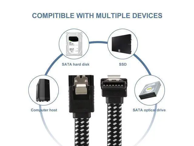 Alt view image 3 of 6 - SATA III Cable,Nylon Braided SATA Cable III 6Gbps Straight HDD SDD Data Cable with Locking Latch 18 Inch Compatible for SATA HDD, SSD, CD Driver, CD Writer (3 Packs Black +3 Packs Blue)
